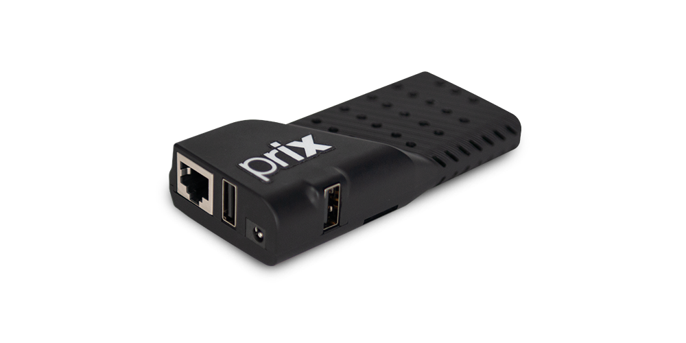 MIT Player W com MIT 7 em formato retangular na cor preta, possui entradas de USB e ao lado um monitor com cartaz promocional