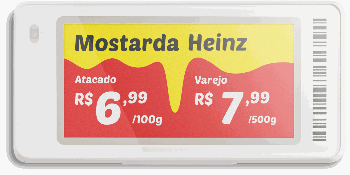 Etiqueta Eletrônica Prix Tag 2,13 polegadas com dois preços para atacado e varejo